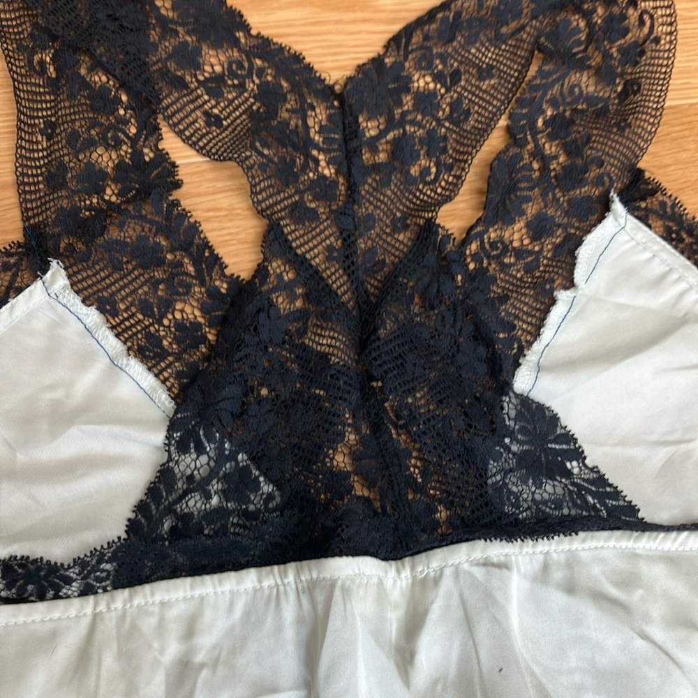 Free People Blue and Black Lace Maxi Dress Medium high slits - Picture 11 of 11